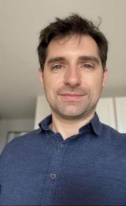 merge photos AI: man's portrait for evening shot