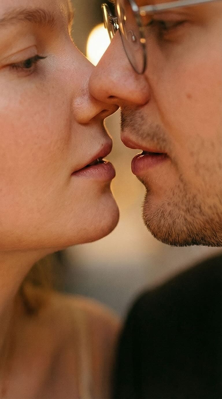 Marriage photo maker: close-up kiss, high facial likeness.